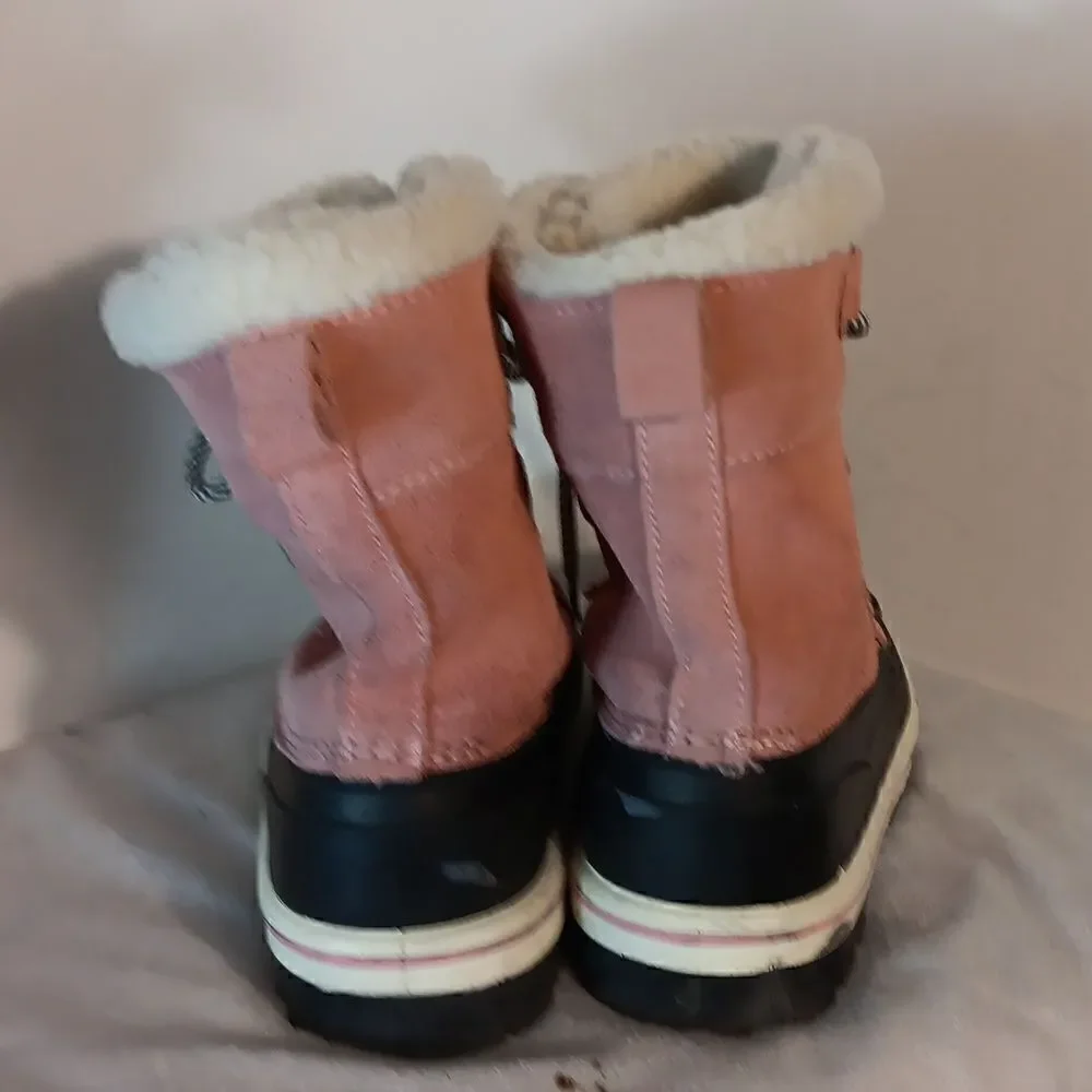 Pink Suede Faux Fur Collar Thermolite Girls Winter Boots